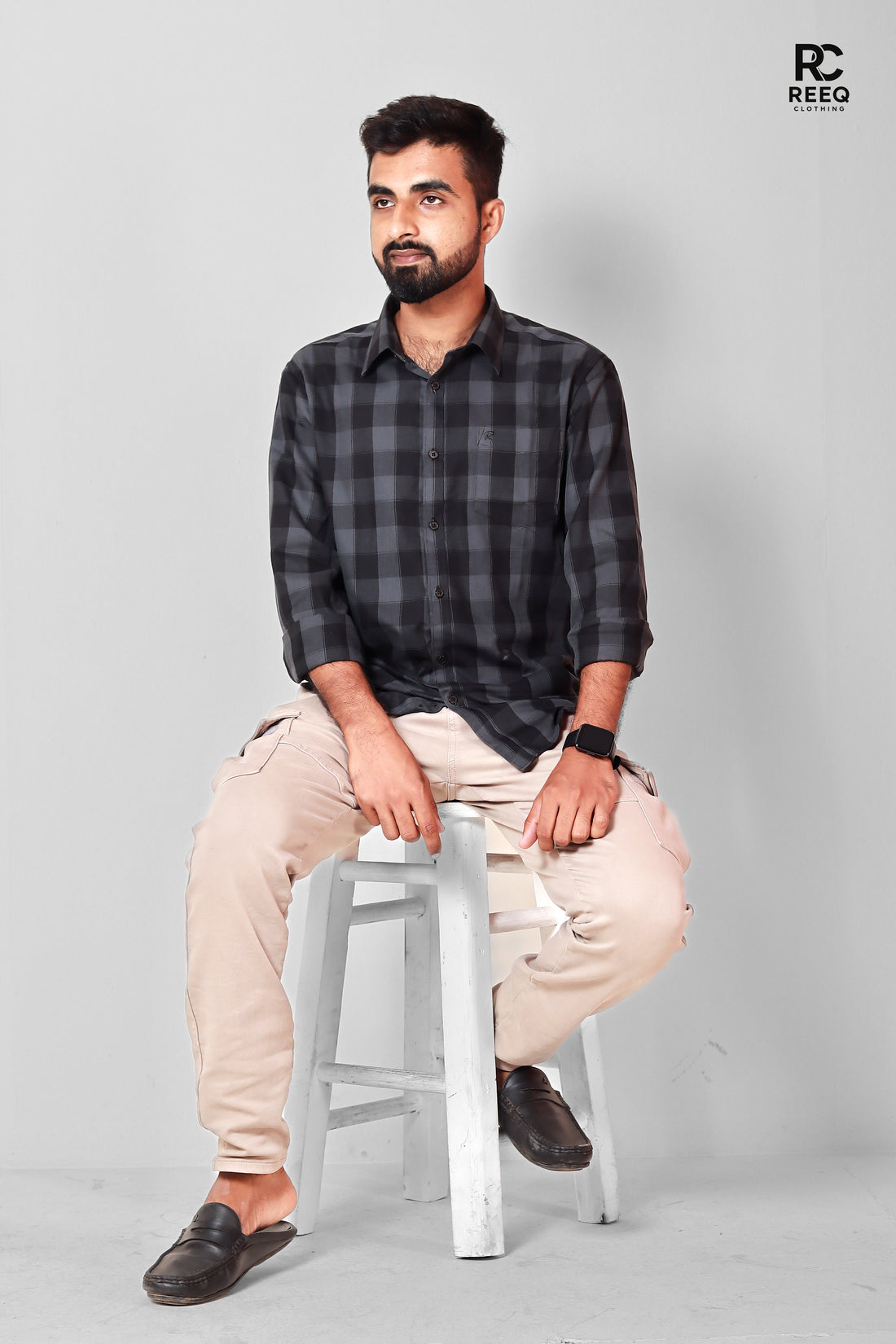 Elegant Pinstripe Noir - Classic Black Stripe Shirt for Men.